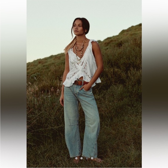 Free People Denim - Free People We The Free Good Mid Rise Luck Barrel Jeans Kismet Light Blue 27